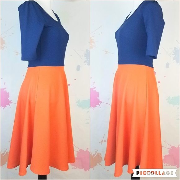 LuLaRoe Blue and Orange Dress - Picture 3 of 8